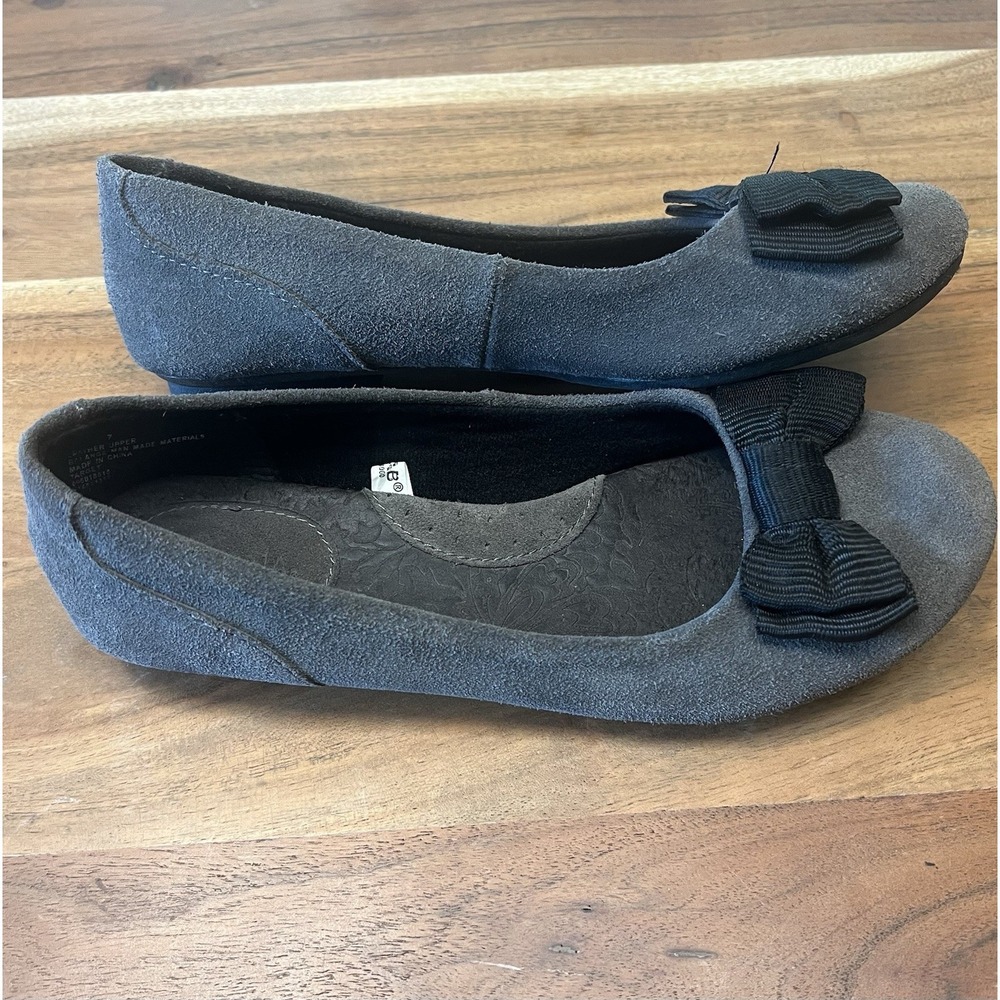 Merona Women's Gray Suede Leather Loafer with Bow Size 7